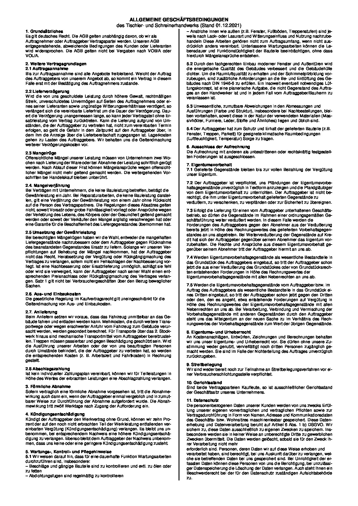 Vorschaubild von Dokument: Allgemeine Geschäftsbedingungen