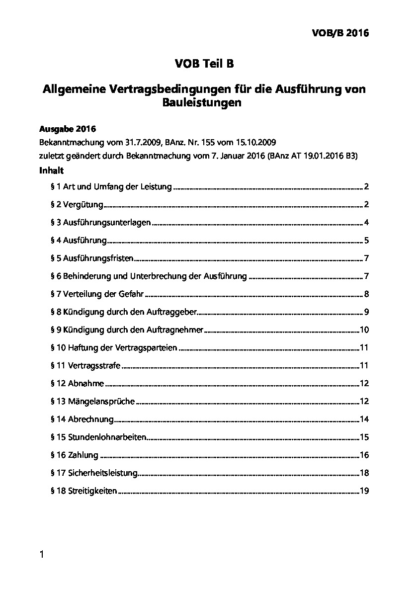 Vorschaubild von Dokument: VOB / Teil B